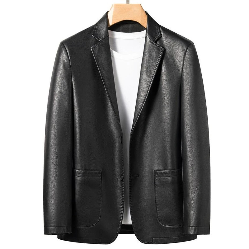 High Quality Mens Suit Leather Jacket Fashion Coat Autumn and Winter Casual Small Men 241112