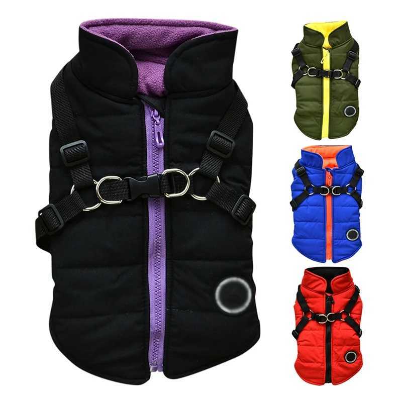 2 In 1 Pet Dog Clothes With Harness Winter Warm Dog Jacket For Waterproof Dog Vest Coat Puppy Chihuahua French Bulldog OutfitsXJ241125