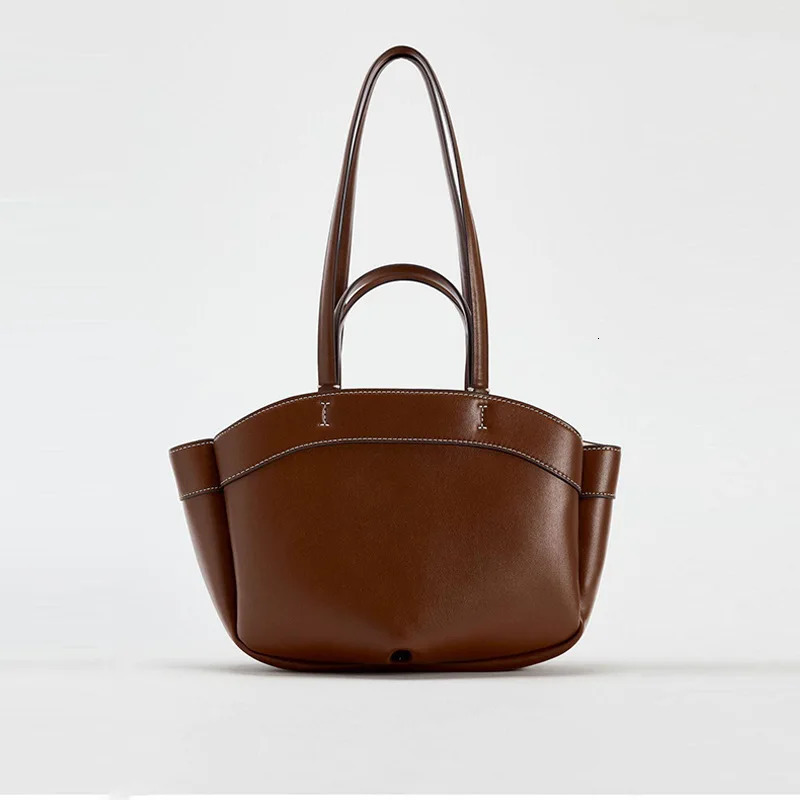 Women Tote Bag Underarm Pouch Large Capacity Pu Leather Shoulder Retro Crossbody Casual Portable Bucket Bags Handbag 241115