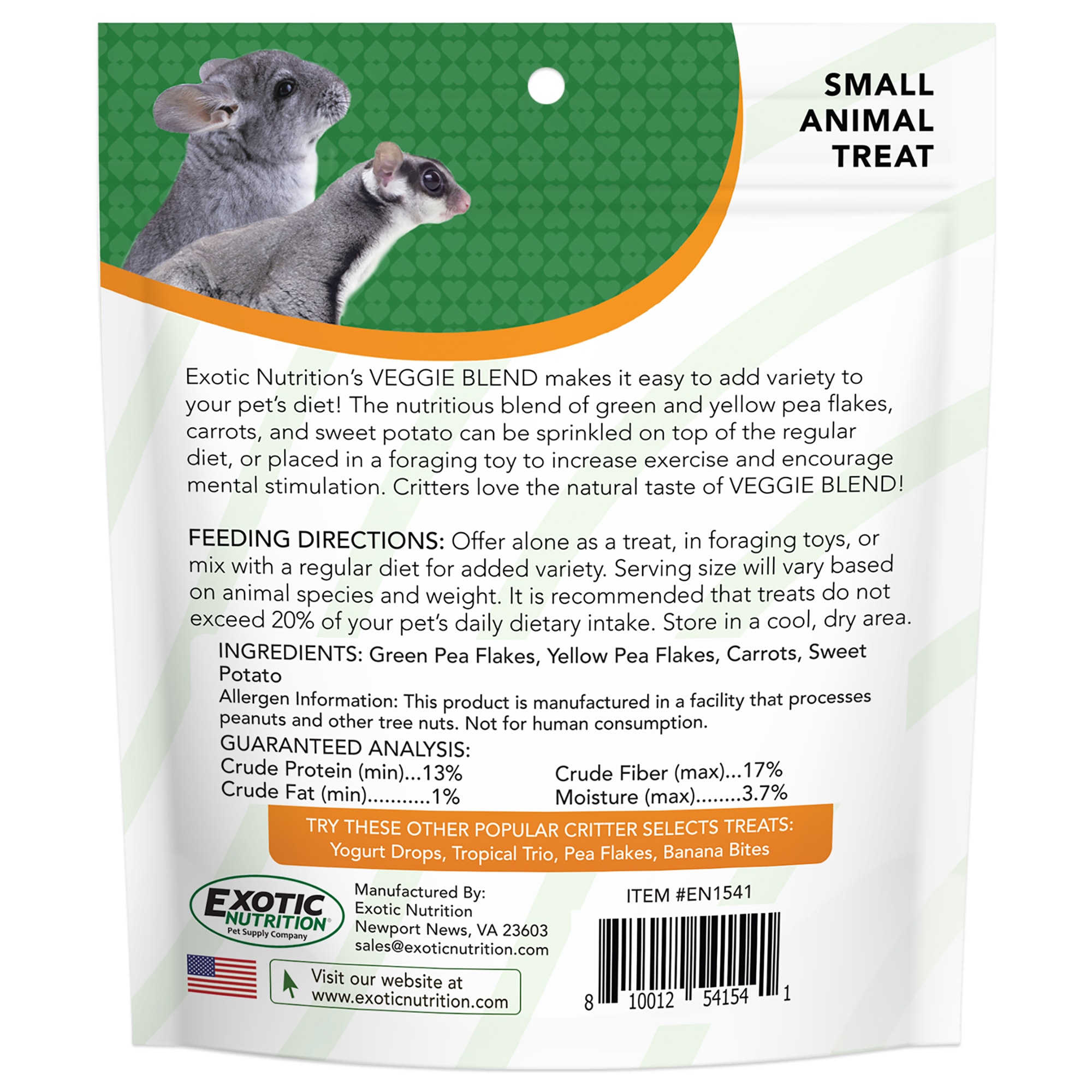 Exotic Nutrition Critter Selects Veggie Blend Small Pet Treat, 3 oz.