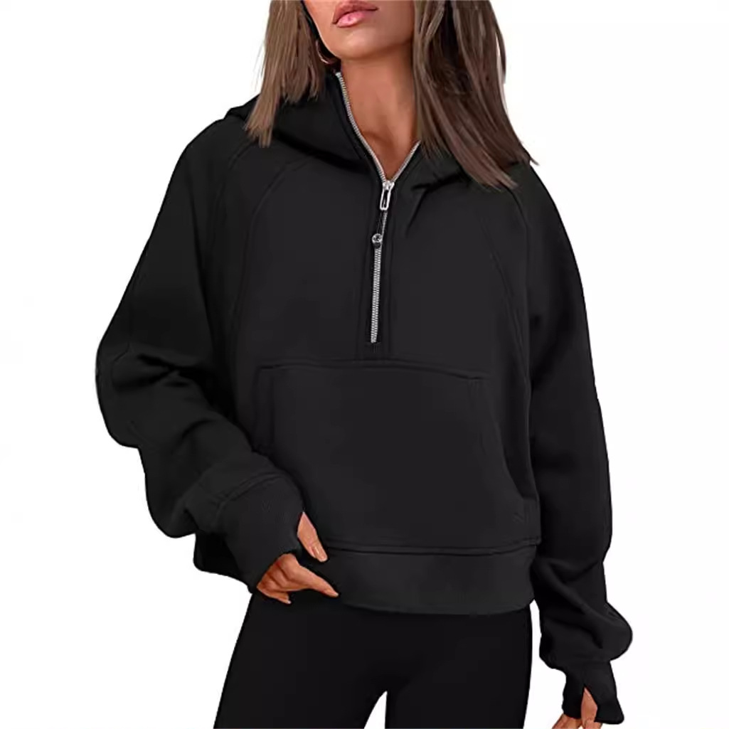 Yoga Scuba Womens Hoodie jacket Half Zip zipper pullover loose long sleeve Autumn and winter Ladies designer chothing workout clothes women top