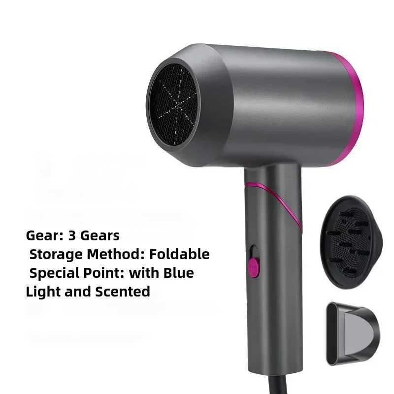 Negative ion hair dryer with foldable handle fast drying low-noise portable constant temperature hair dryer W241125