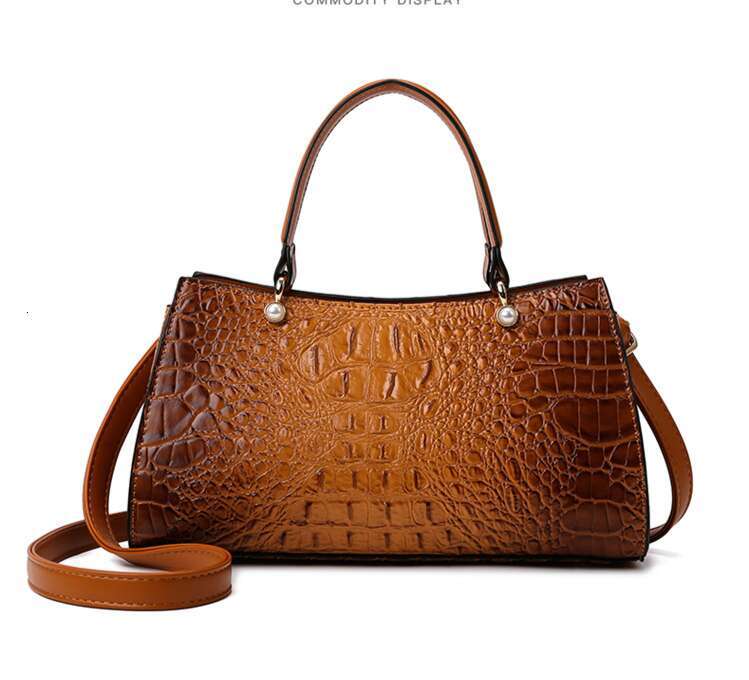 LEMON KOKO Tote Light Luxury Large Capacity Commuting Middle Aged Women's Crossbody Fashion Crocodile Pattern Handheld Bag