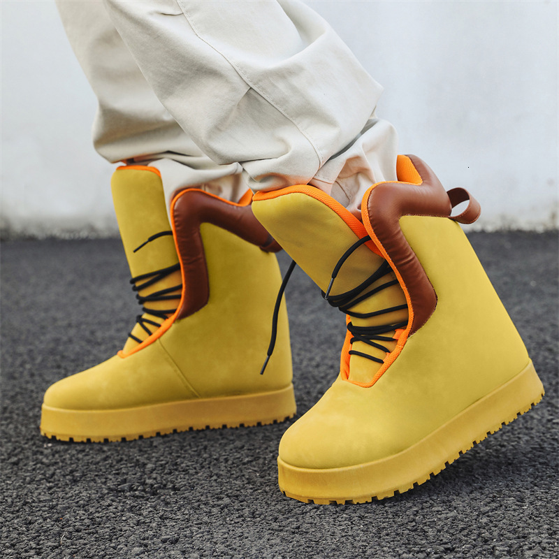 Bread big yellow winter velvet warm high top casual shoes, trendy versatile workwear, cotton boots, men's shoes