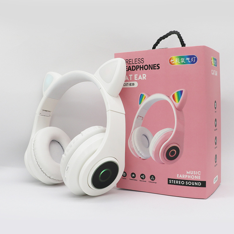 Cat Ear Headworn Bluetooth 5.0 Wireless Headphones, Subwoofer Earphones, Sports Games, Mobile Phones, Computers, Universal High Sound Headphones