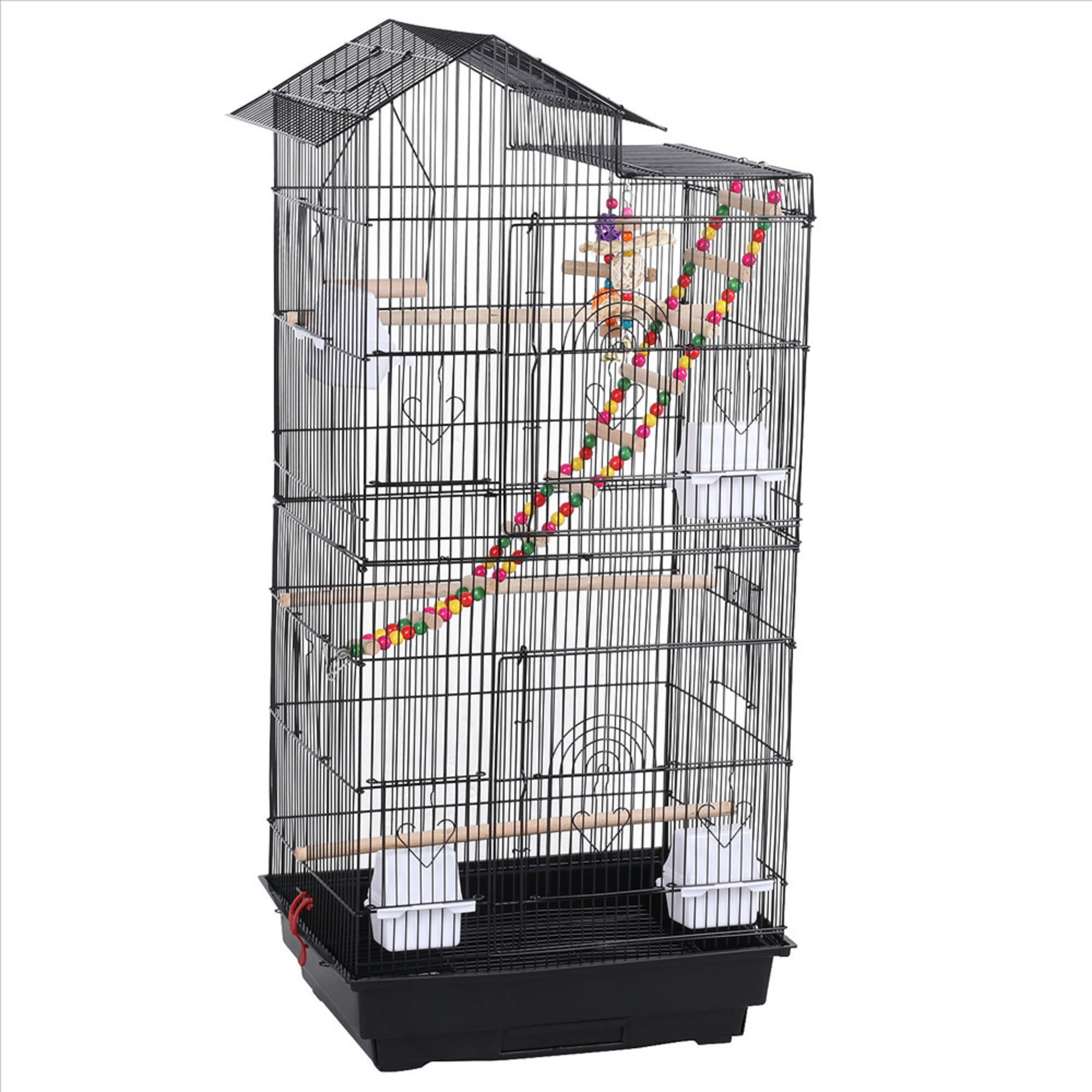 Topeakmart Black Metal Bird Cage with Swing Ladder for Small Birds, 39" H