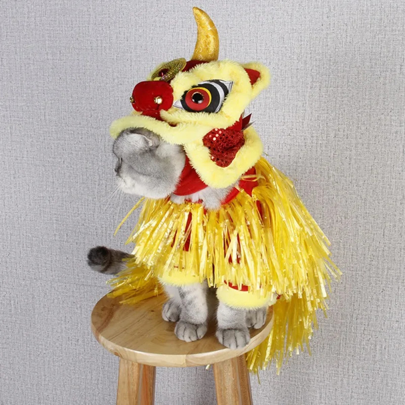 Halloween Funny Dog Clothes Years Pet Chinese Costume Dragon Dance Lion Dog Party Lion Dance Red Festive Lucky Cat Clothes 241125