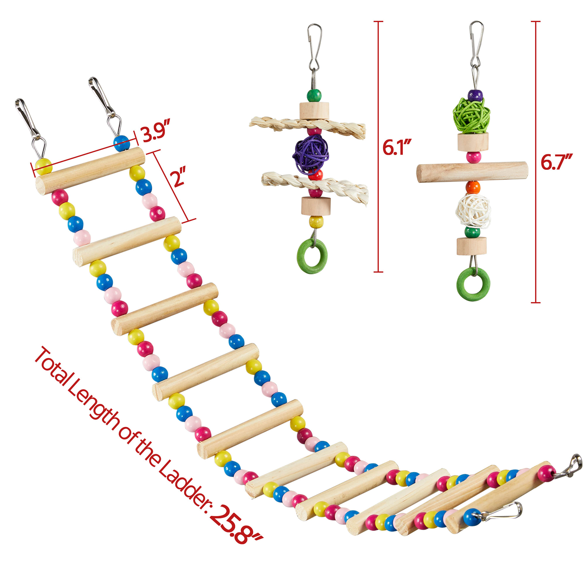 Topeakmart Almond Metal Bird Cage with Ladder Toy and Rolling Detachable Stand, 62.4" H