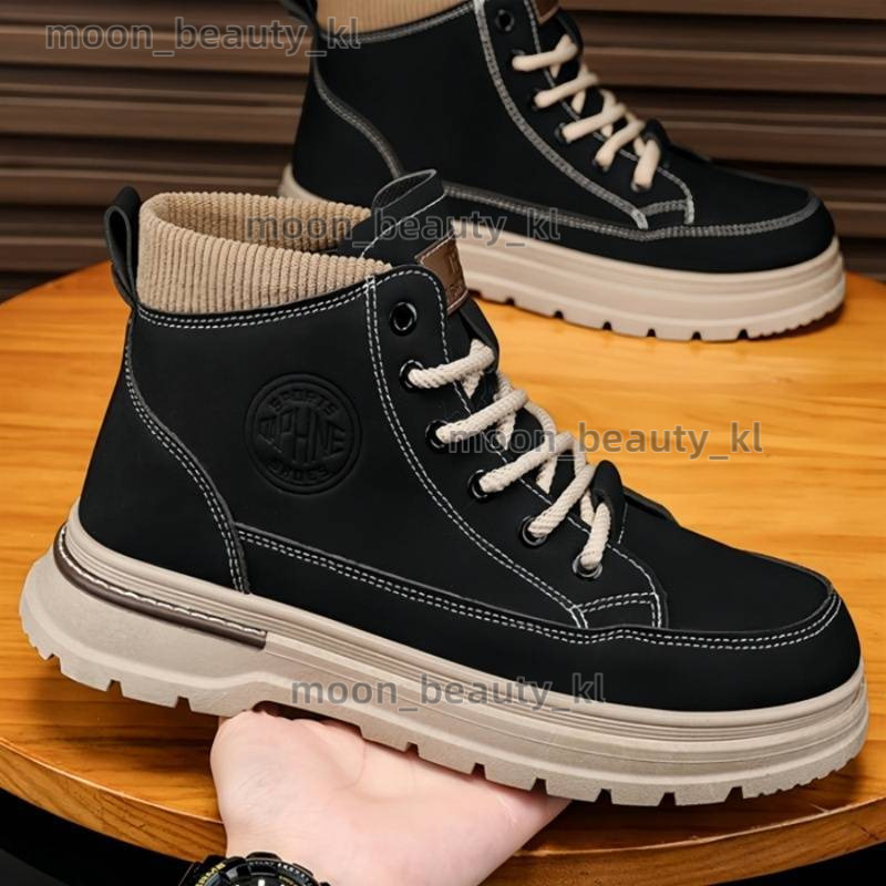 designer boot High top fashion Martin men's shoes 2024 high top autumn new men's workwear height increasing big yellow thick sole British re