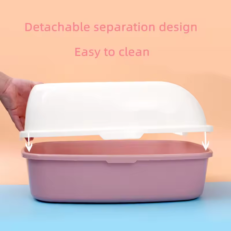 2024 Hot Selling Plastic Cat Litter Box Semi Automatic Pet Cat Toilet Cat Training Toilet Kitten Toilet BoxesPopular