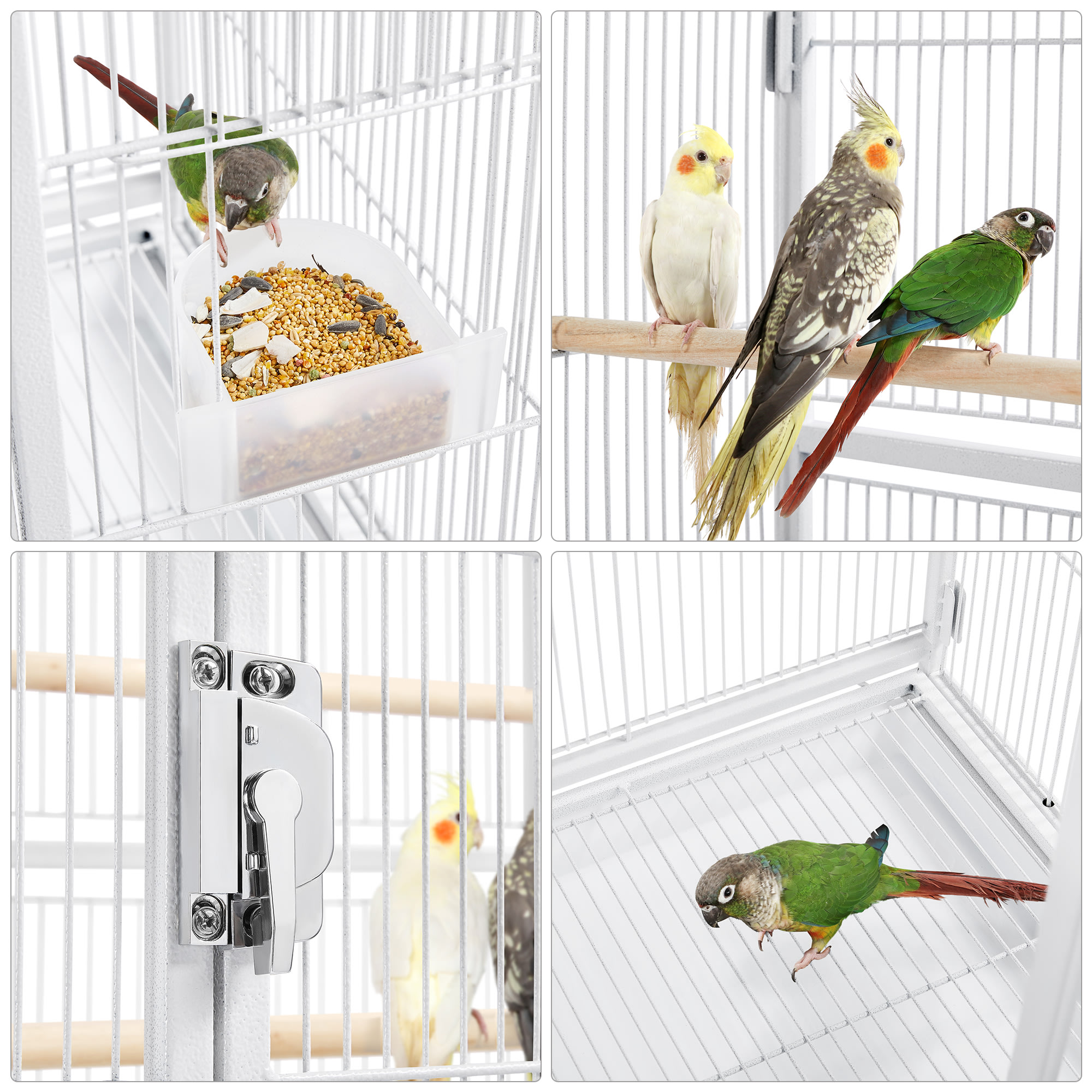 Topeakmart White Metal Bird Cage with Rolling Detachable Stand, 53.5" H