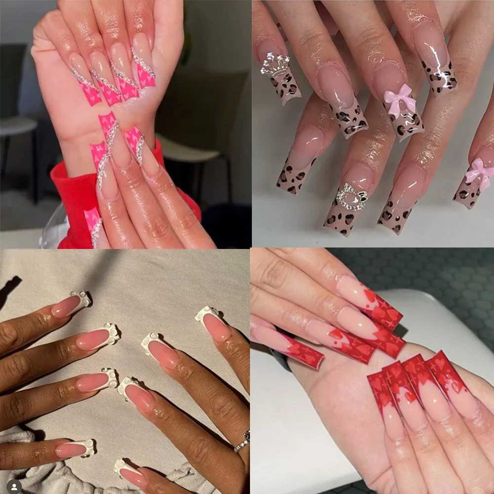 Arched Nail Art Ballet Performer Fake Nail Full Cover Coffin Pressed on Fake Nail Removable Fake NailW241125