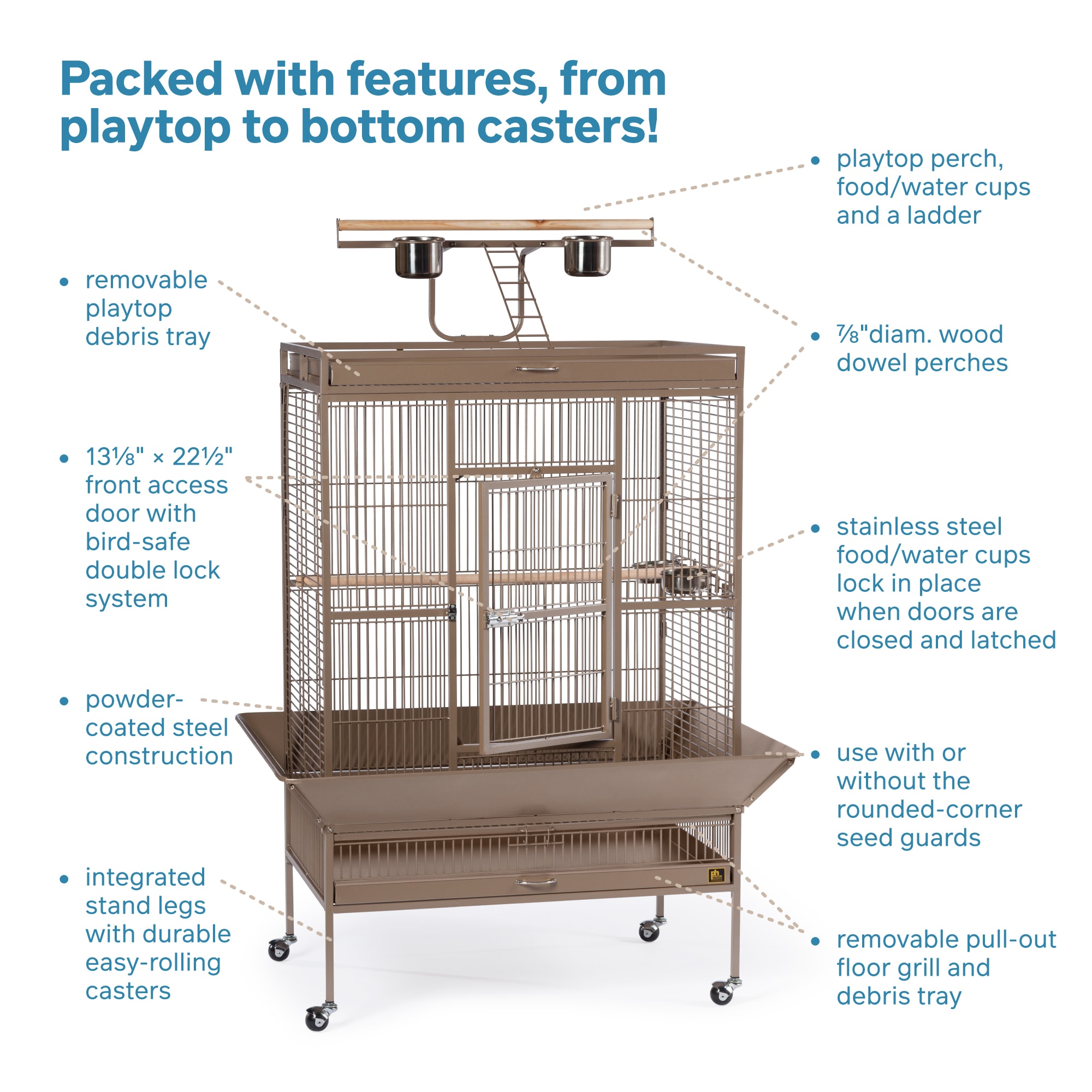 Prevue Pet Products Signature Select Series Wrought Iron Bird Cage in Coco Brown