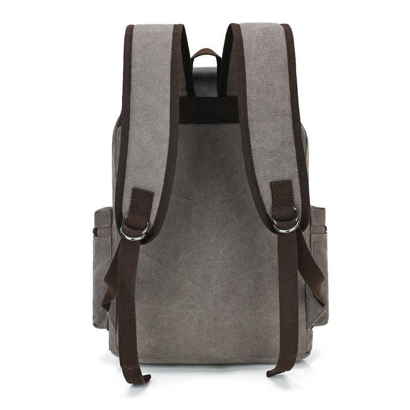 Canvas backpack, men's casual backpack, large capacity, high school student backpack, fashionable computer bag 241125