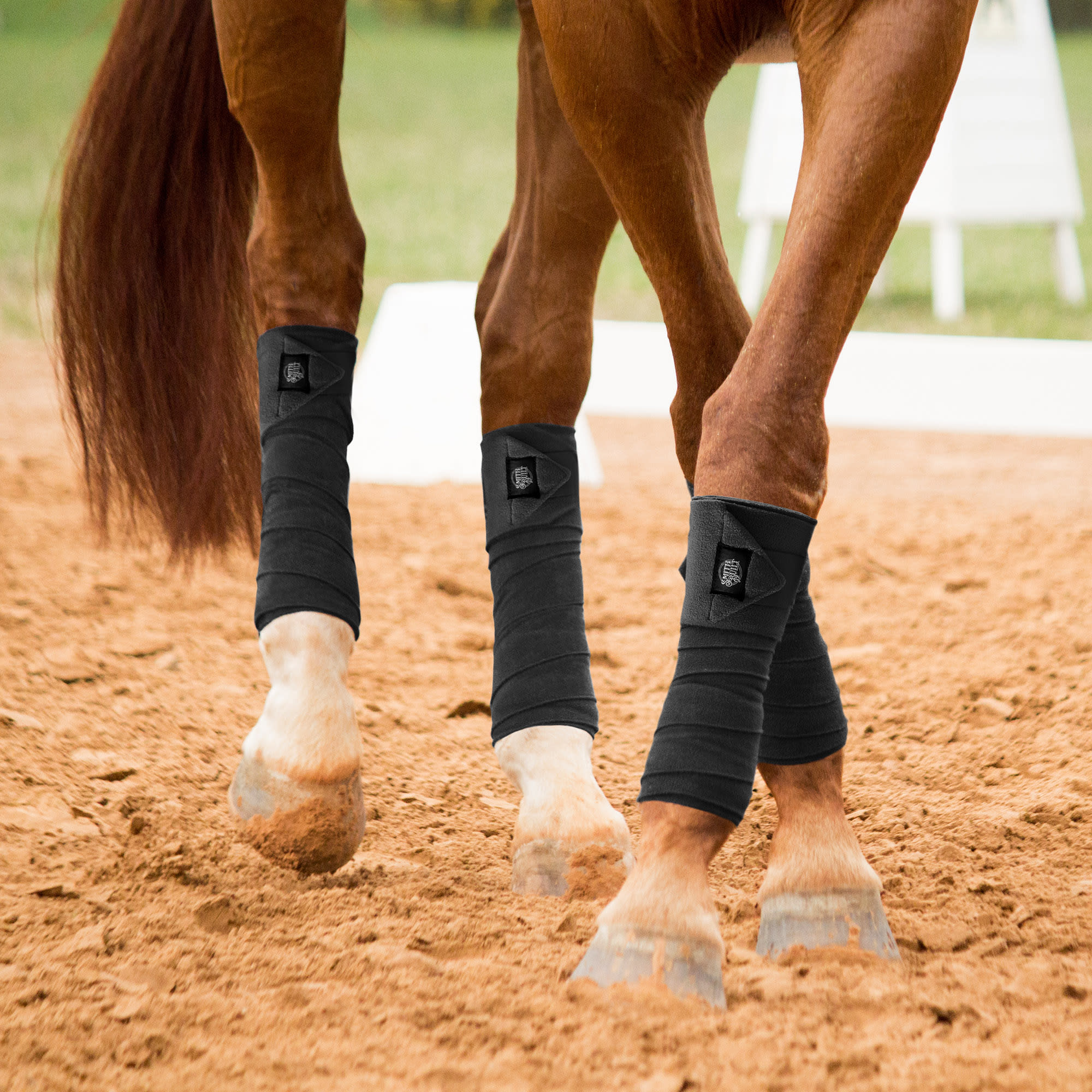 SmithBuilt Black Fleece Polo Wraps Bandages for Horses, Set of 4