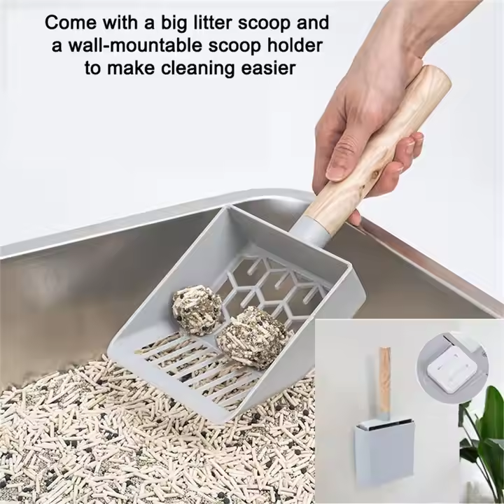 Durable Detachable Stainless Steel & Plastic Cat Litter Box Quick Accessibility Easy Clean Feature Pet Cleaning Toilet Accessory