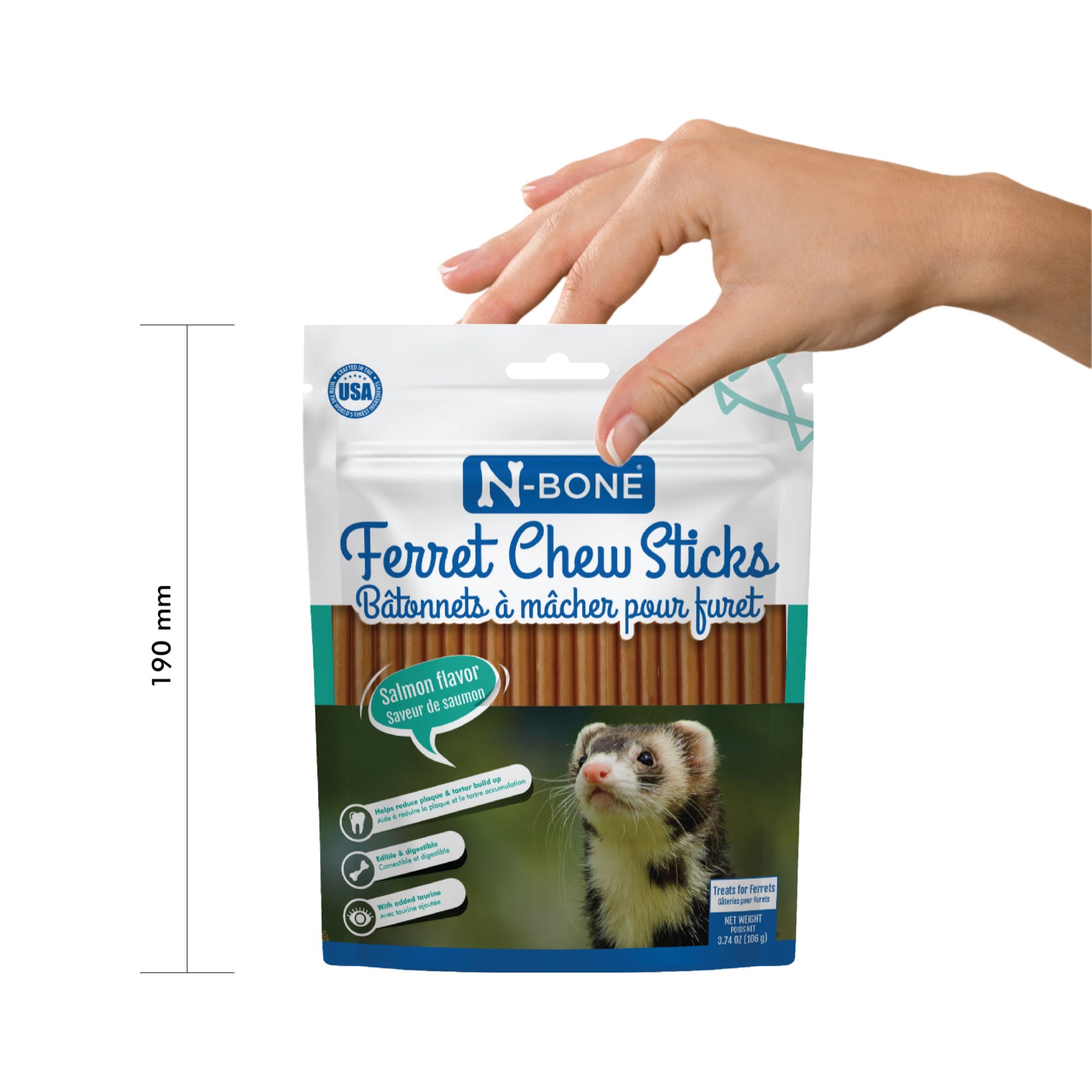 N-Bone Ferret Salmon Flavor Chew Sticks, 3.74 oz.