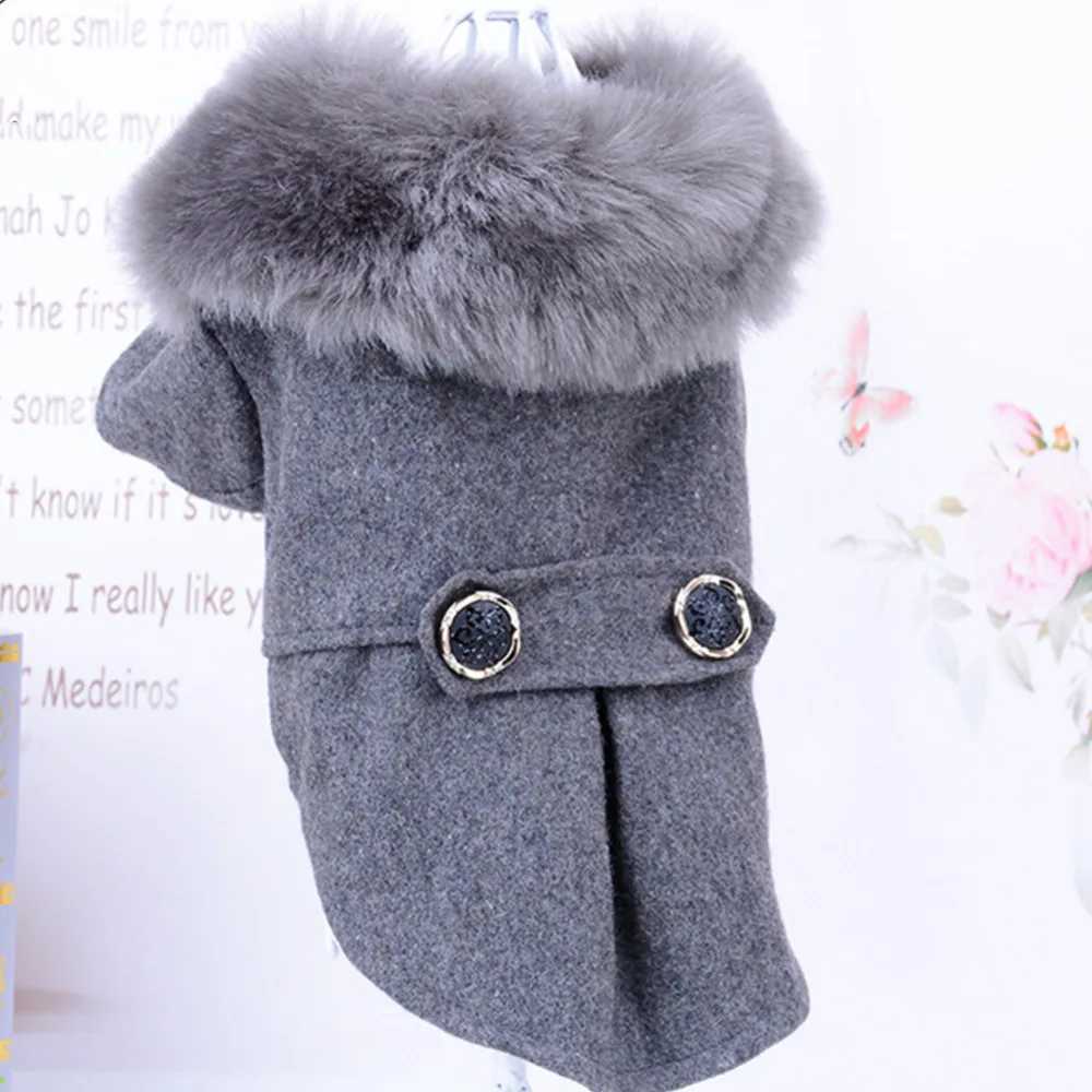 Winter Dog Clothes Pet Cat fur collar Jacket Coat Sweater Warm Padded Puppy Apparel for Small Medium Dogs PetsXJ241125