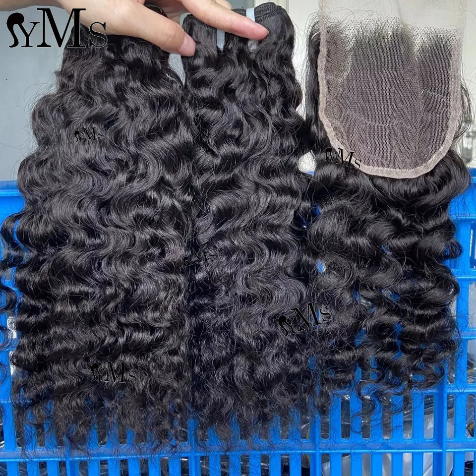 Burmese Wave Double Drawn Human Weft Bundles YMS 3A3B Curly Raw Cambodian Wavy Hair Full Head Wholesale 1Pcs100g 240408