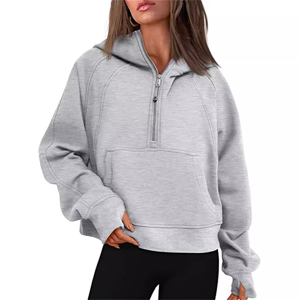 Yoga Scuba Half Zip Hoodie Jacket Designer Sweater Women's Workout Sport Coat Fitness Activewear Top Solid Zipper Sweatshirt Sports Gym Clothes