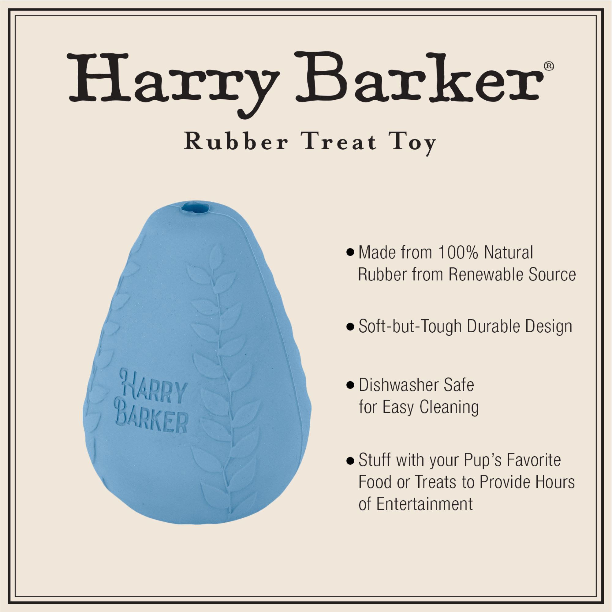 Harry Barker Blue Durable Rubber Treater Dog Toy, X-Small