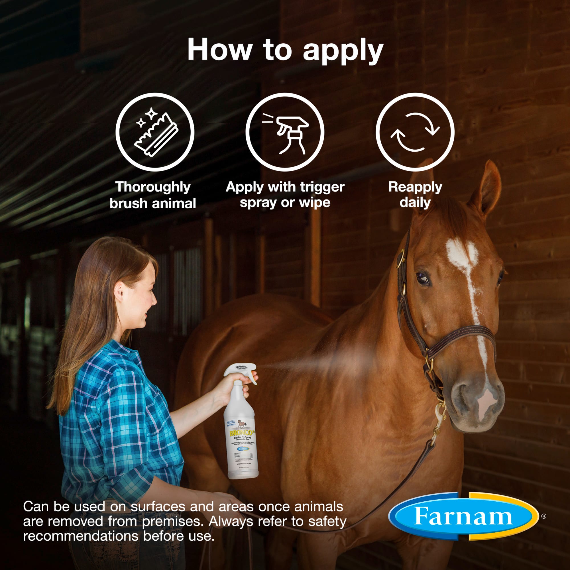 Farnam Broncoe Equine Fly Spray With Citronella Scent for Horses & Dogs, 128 fl. oz.