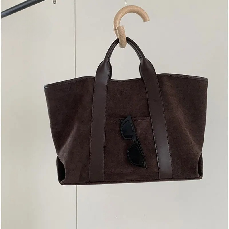 Suede Tote Bag For Women Vintage Designer Shoulder Bags Large Capacity Winter Handbag Commute Shopping Bolsos De Mujer