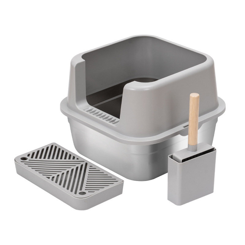 Large Enclosed Cat Toilet Durable Stainless Steel Cats Litter Box Pet Litter Box Tray With Scoop