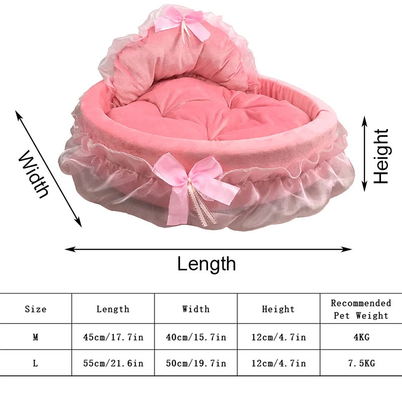 Cute Bow Lace Dog Bed Small Puppy Mattresses Sleeping Mat On The Floor Warm Mat Detachable Pet Dog Basket Pet Beds Furnitures 241125