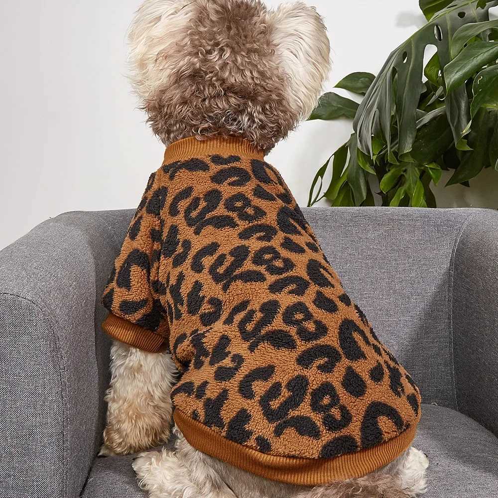 Puppy Pullover Dog Clothes Leopard Printed Pet Vest Winter Dog Clothes For Small Medium Dogs Puppy Cat Chihuahua Yorkie Pug CoatXJ241125