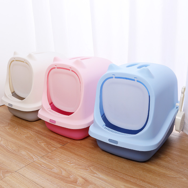 Plastic Professional Manufacture Cheap Closed House Cat Litter Box Large Space Litter Box Tray for Cats