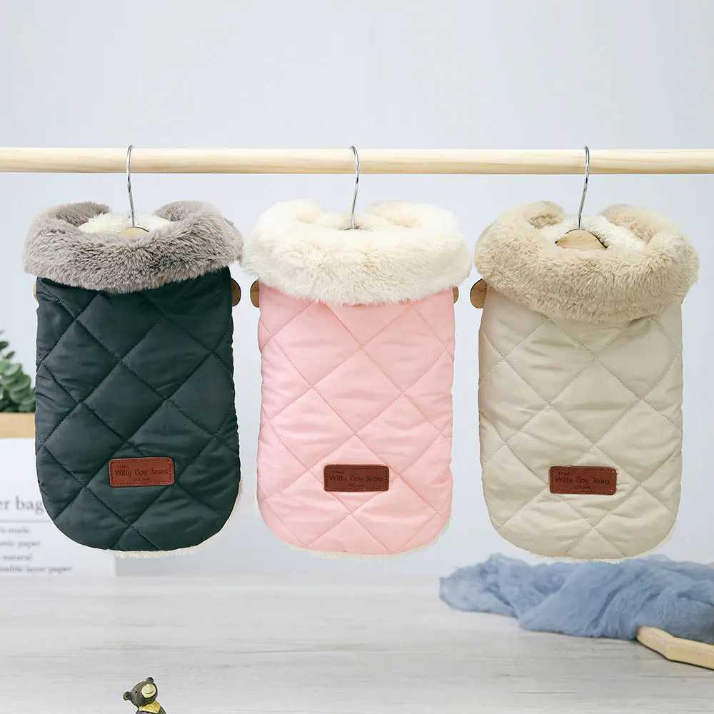 Winter Pet Jacket Clothes Super Warm Small Dogs Clothing With Fur Collar Cotton Pet Outfits French Bulldog Coat Vest ChihuahuaXJ241125