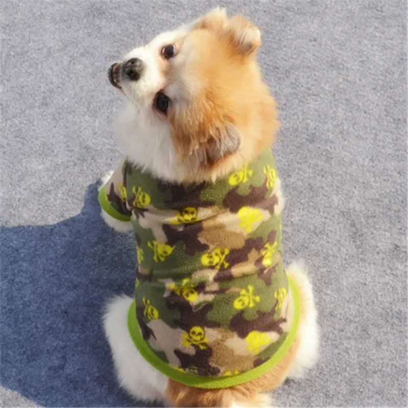 Warm Fleece Pet Dog Clothes Cute Skull Printed Pet Coat Puppy Dogs Shirt Jacket French Bulldog Pullover Camouflage Dog ClothingXJ241125