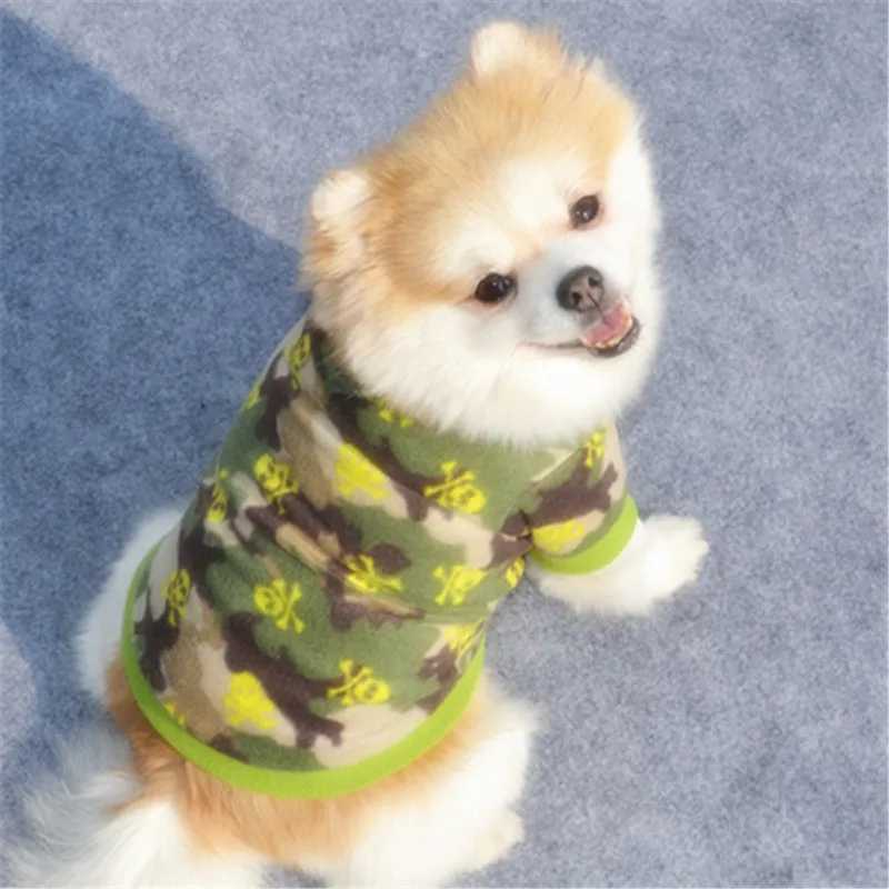 Warm Fleece Pet Dog Clothes Cute Skull Printed Pet Coat Puppy Dogs Shirt Jacket French Bulldog Pullover Camouflage Dog ClothingXJ241125