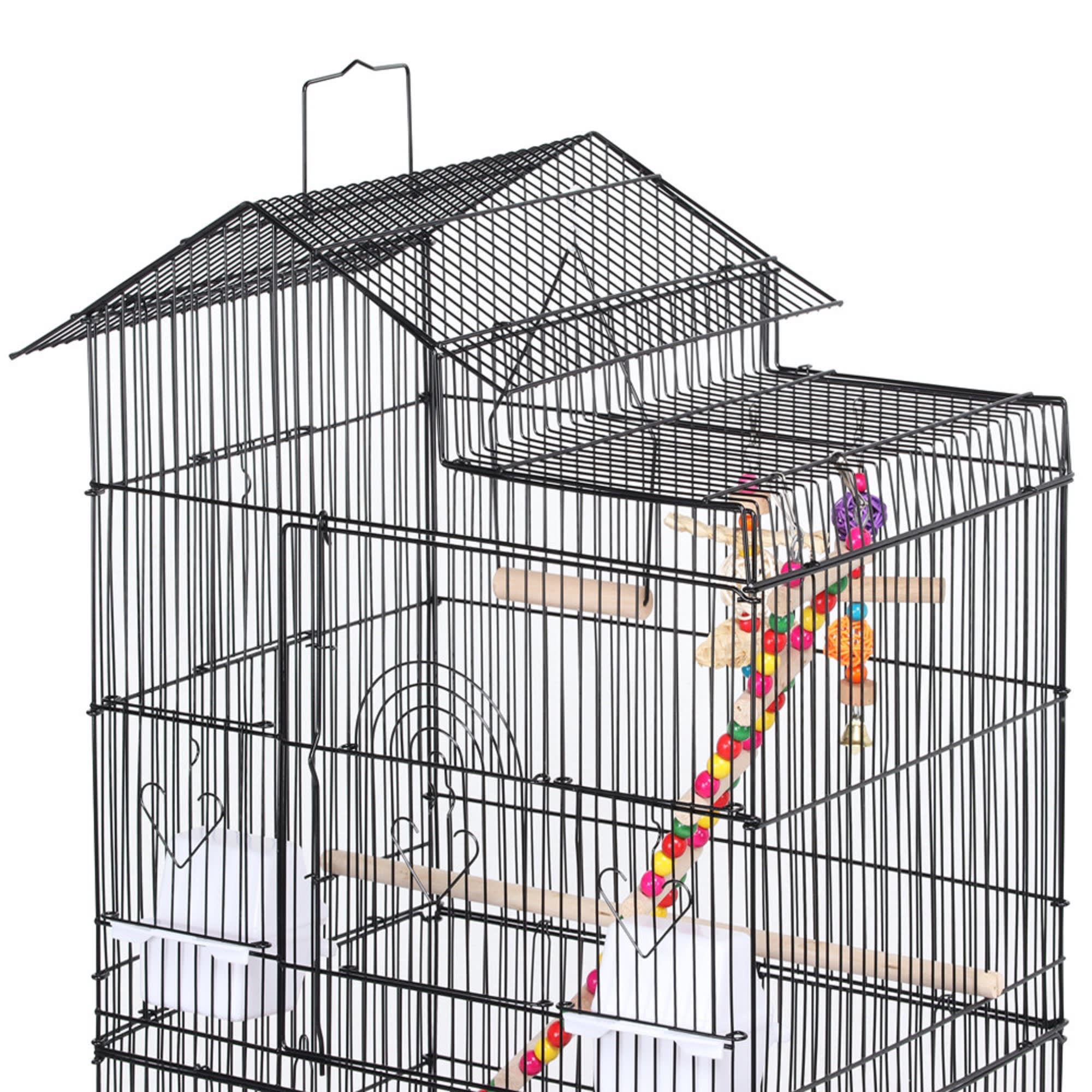 Topeakmart Black Metal Bird Cage with Swing Ladder for Small Birds, 39" H