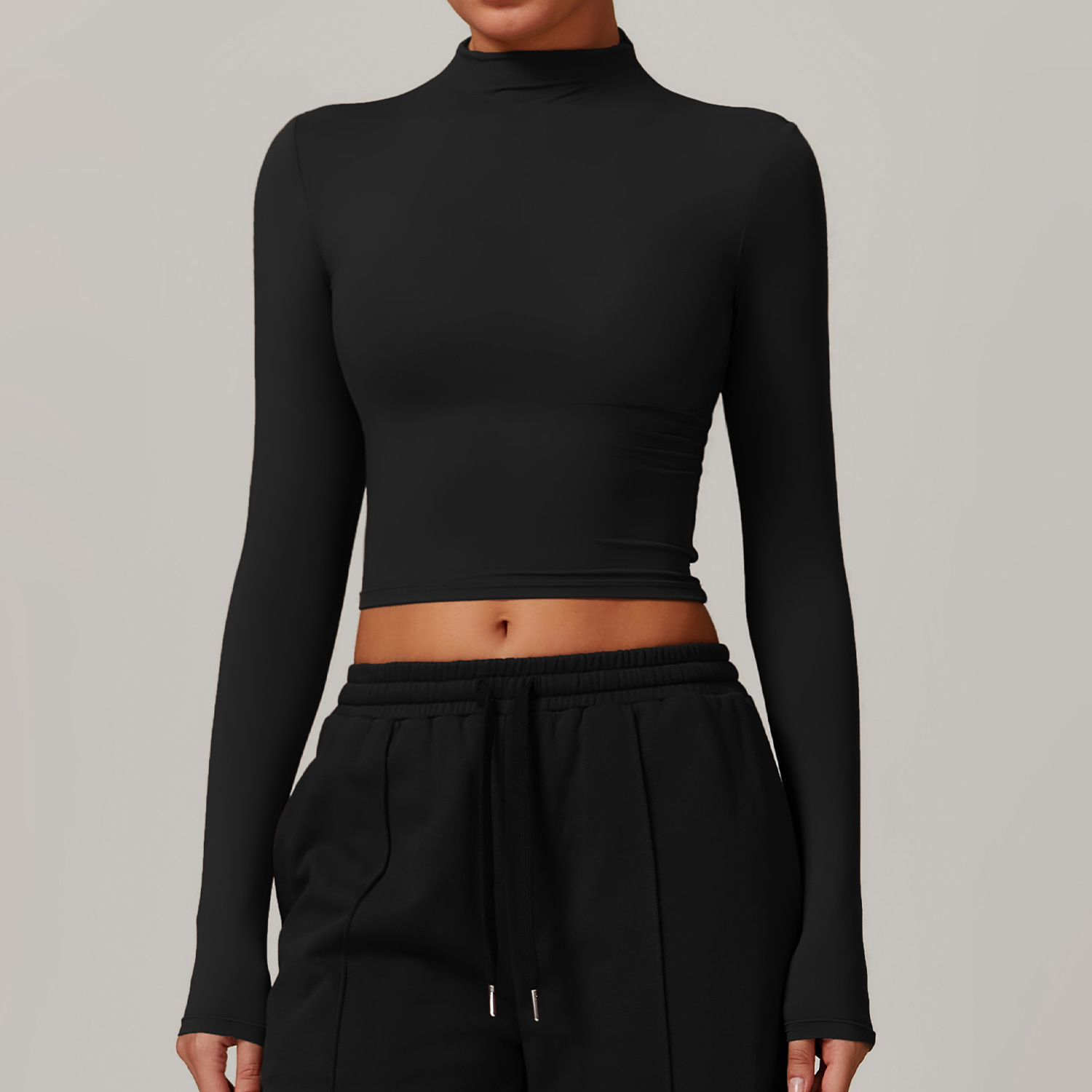 Speed Dry Fitness Top With High Collar, Tight Fit, Versatile Long Sleeve Yoga Clothes