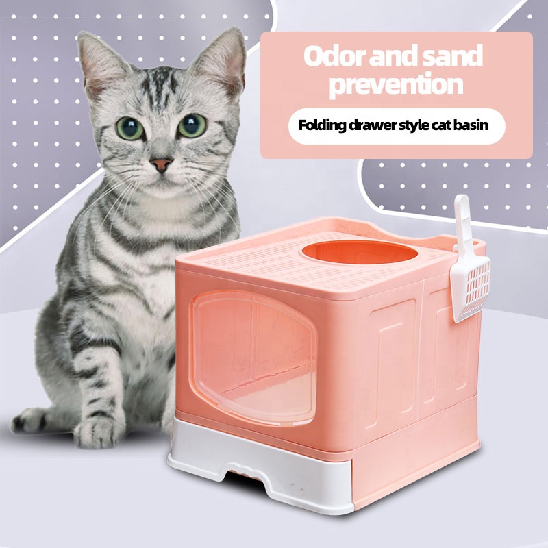 Factory Direct Sale Semi-Enclosed Splash-proof Pet Cat Toilet Fully Enclosed Plastic Cat Litter Box