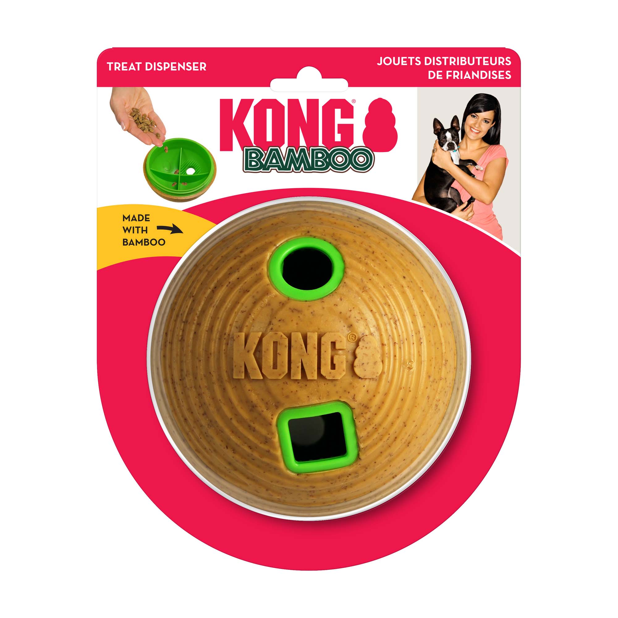 KONG Treat Dispenser Bamboo Feeder Ball Dog Toy, Medium