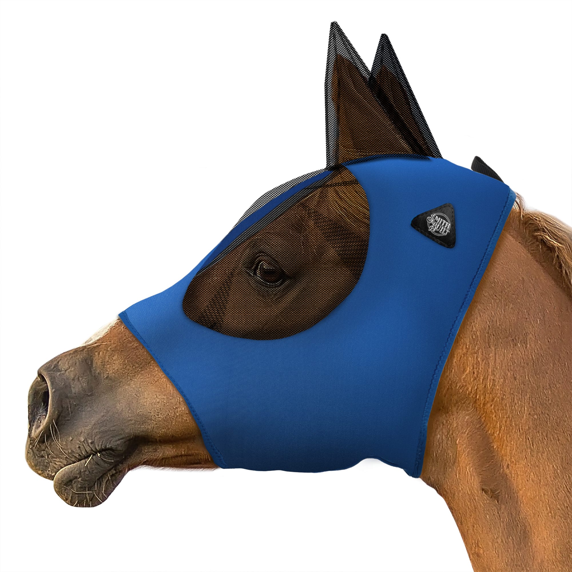 SmithBuilt Blue Mesh Fly Mask for Horses, Cob