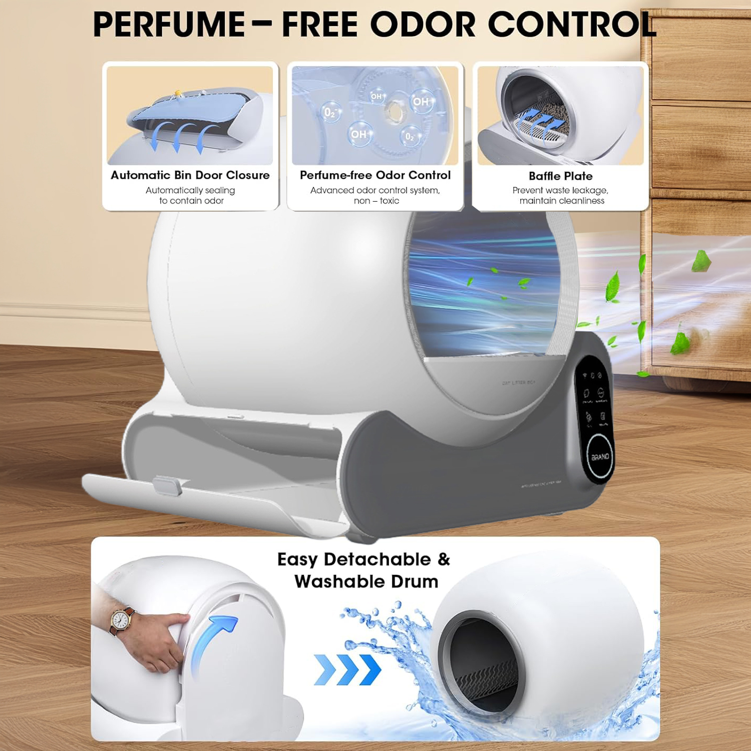 New Design Cat Litter Box Automatic Cat Litter Box with APP Control Odor Removal Large Capacity with Gravity Sensor Litter Box