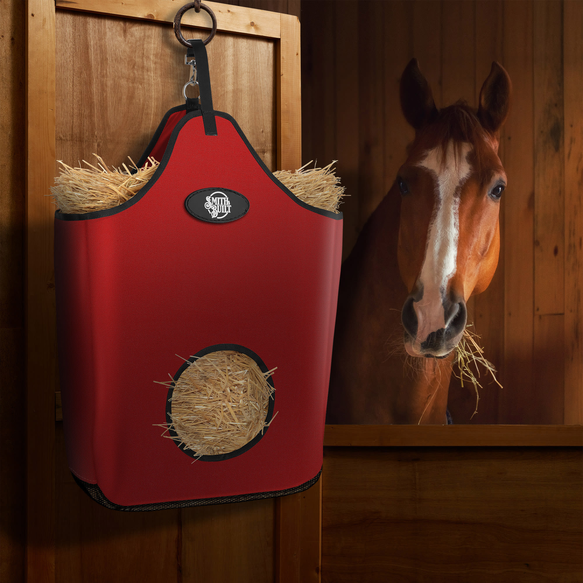 SmithBuilt Red Horse Feeder Hay Bag Tote, Large