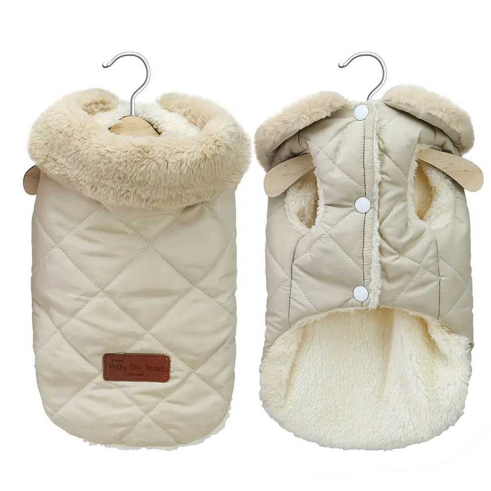 Winter Pet Jacket Clothes Super Warm Small Dogs Clothing With Fur Collar Cotton Pet Outfits French Bulldog Coat Vest ChihuahuaXJ241125