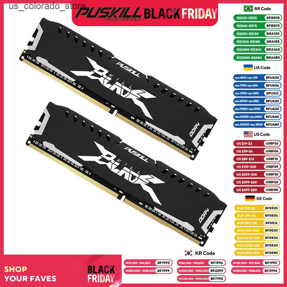 RAMs PUSKILL Memria RAM DDR4 16GB 8GB 1.2V 3200MHz 2666MHz Desktop Computer UDIMM Cooling Vest Memory Memoria L240910