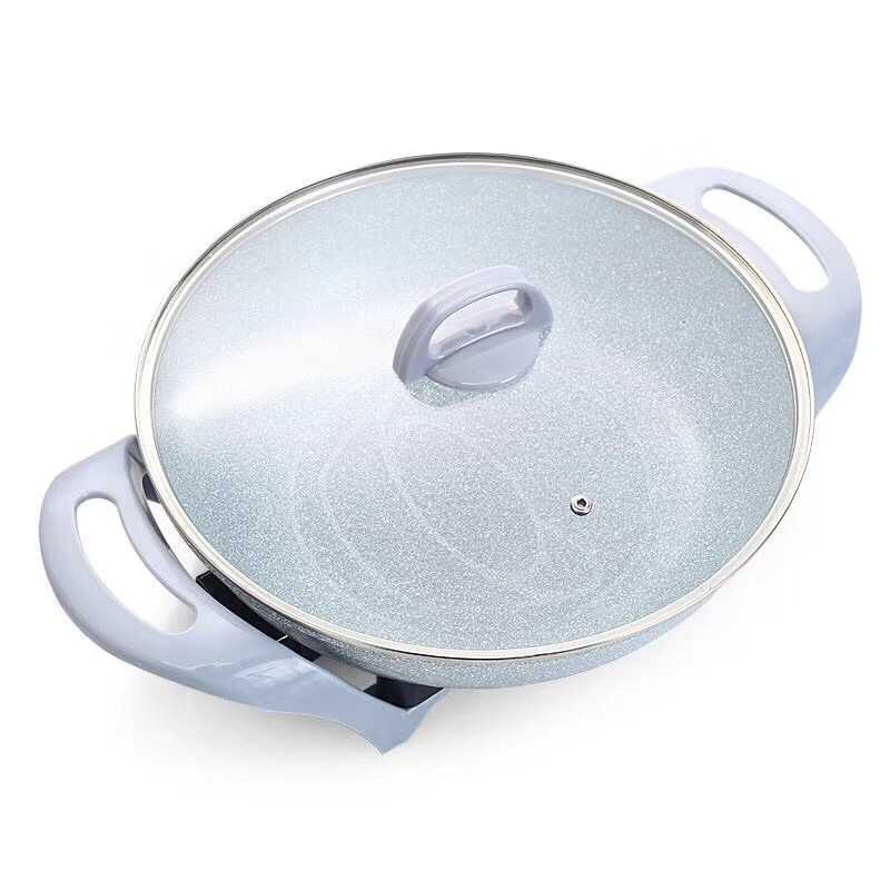 Multifunctional electric hot pot 34cm large gold ingot pot smokeless non-stick electric frying pan L260529