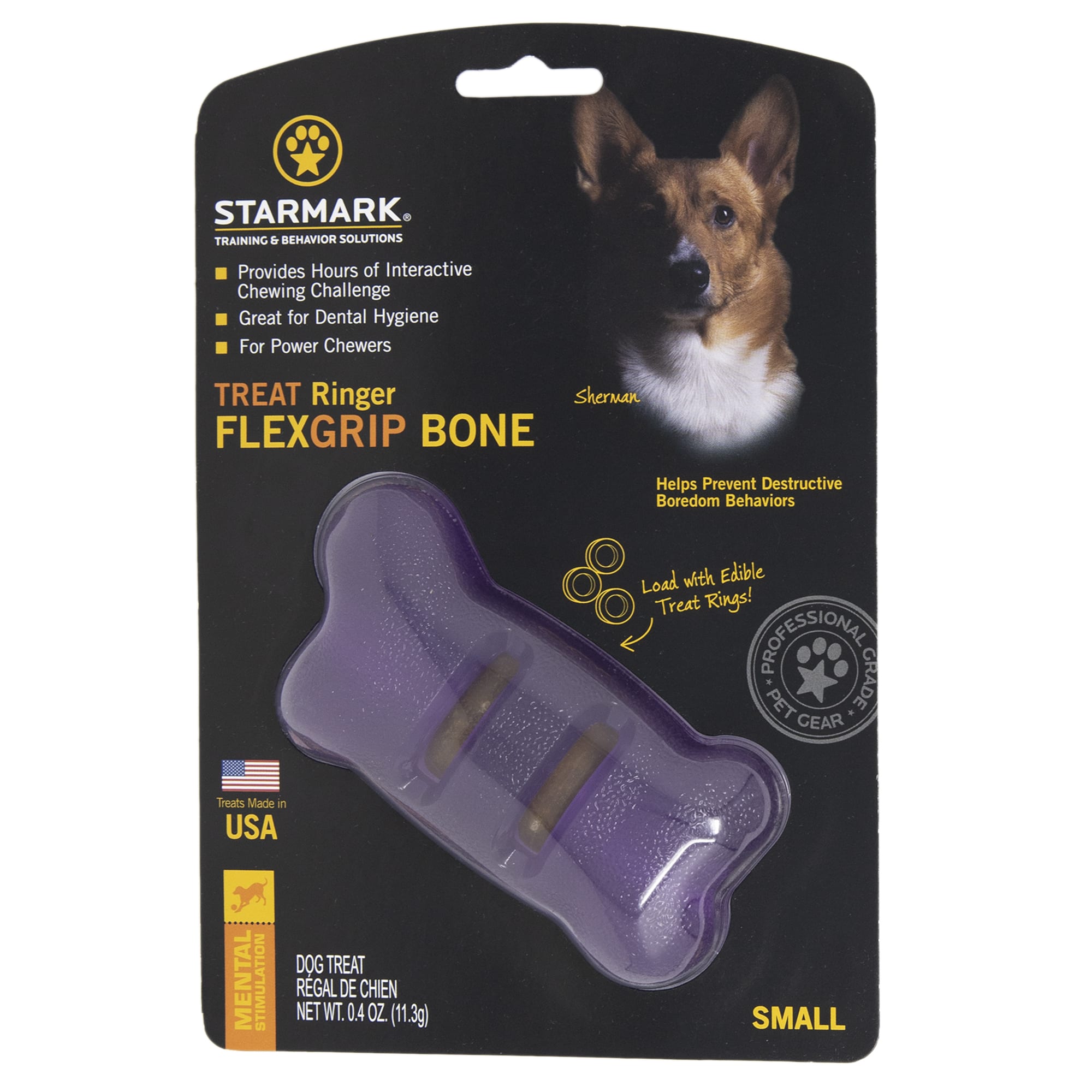 Starmark Treat Ringer FlexGrip Bone Dog Toys, Small