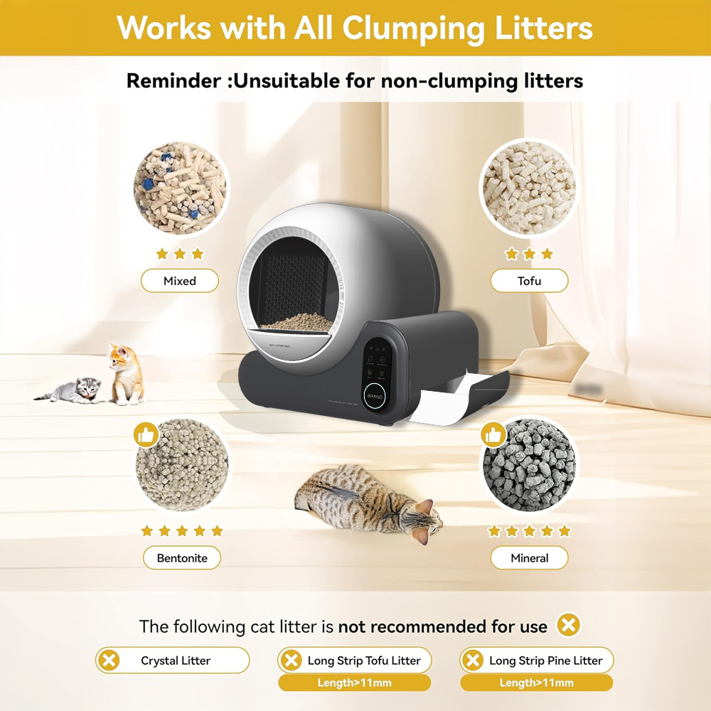 Automatic Cat Litter Box & Accessories with Smart TUYA APP Control 70L Ultra Capacity Fully Self-Cleaning Litter Box for cats