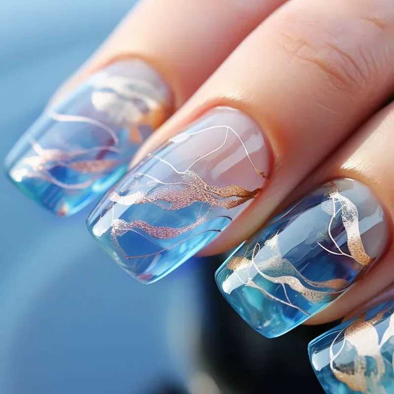 24pcs Simple Square Fake Nail Short French Fake Nail Pressing Color Design Full Cover Nail Tip Manipulation ToolW241125