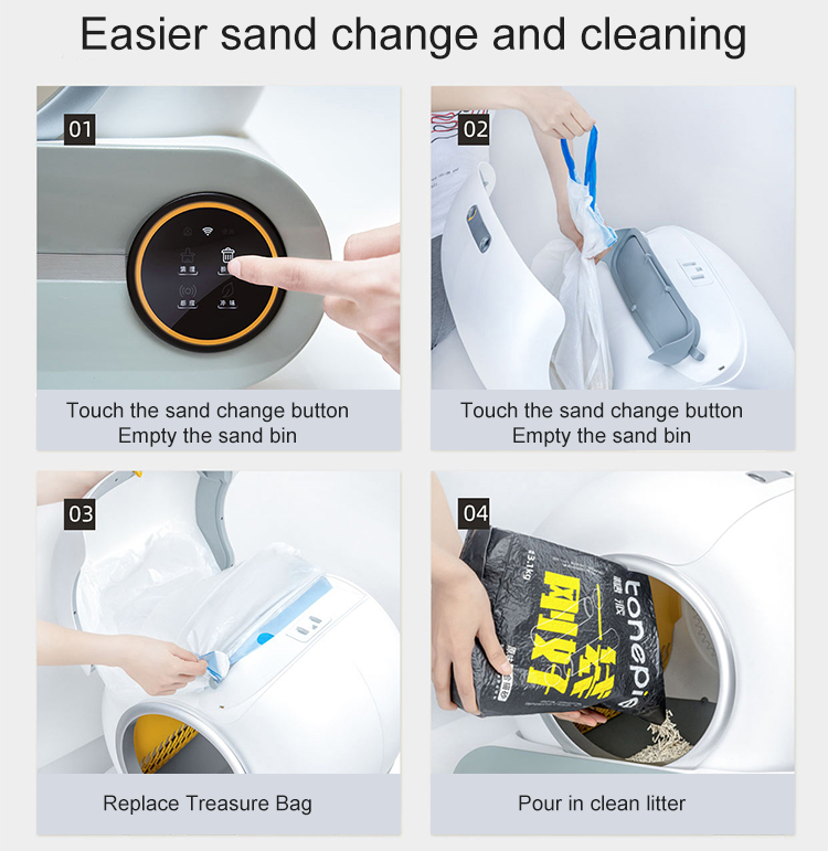Auto Electric Cat Toilet Cleaning Sets Tuya APP Self-cleaning Smart Pet Automated Robot Cat Litter Box
