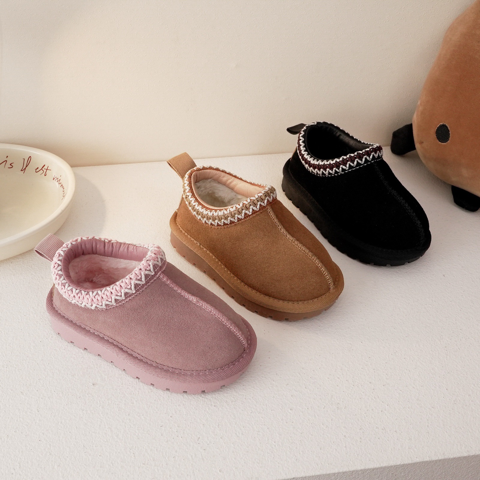 Winter Children Lowtop Snow Baby Genuine Leather Girls Retro Thicken Fur Boys Antislip Drop Delivery Baby, Kids Maternity Shoes Otuwf