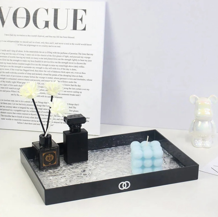 Designer Bedroom Living Room Acrylic Organizer Tray Desktop Home Items Accessories Shelf Storage Organization Box Letter Print